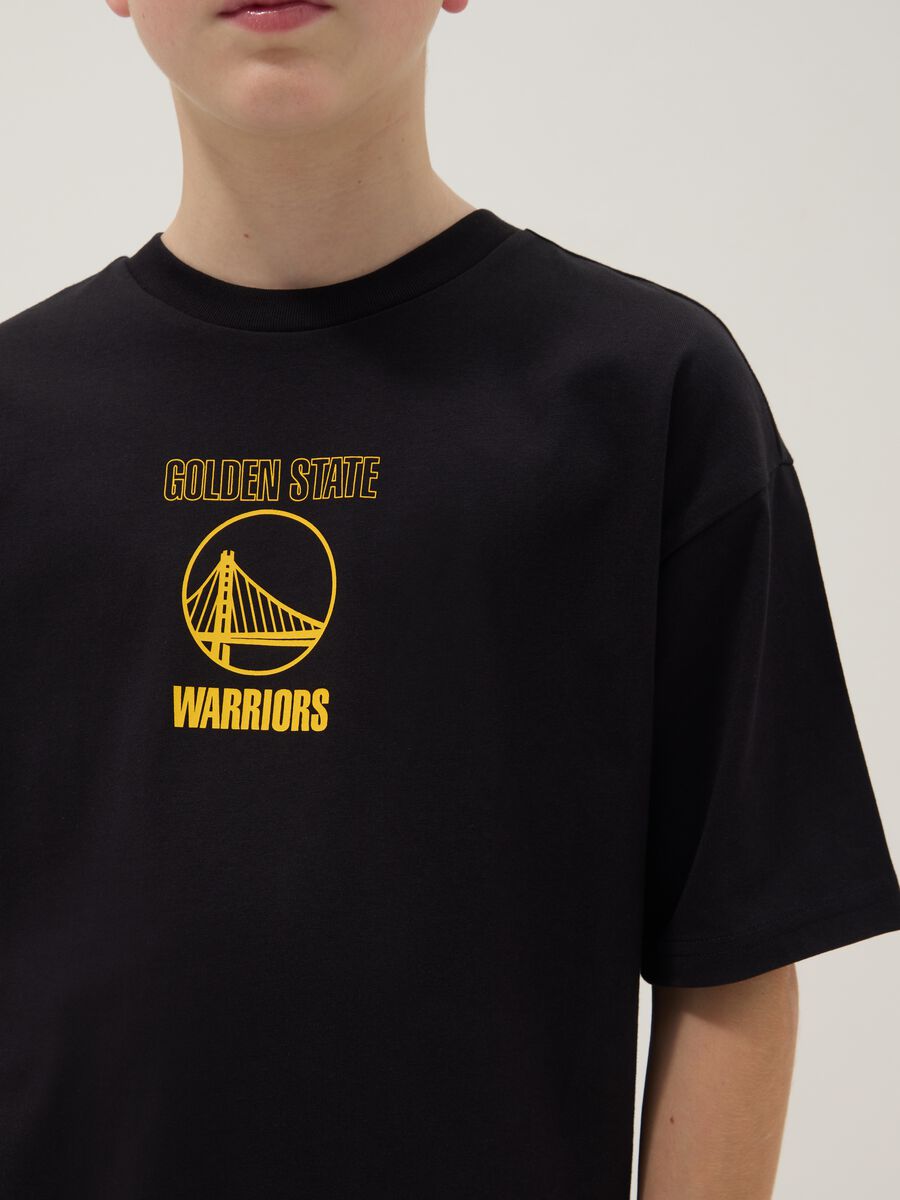 Children's black pure cotton oversized fit T-shirt with Golden State logo_2