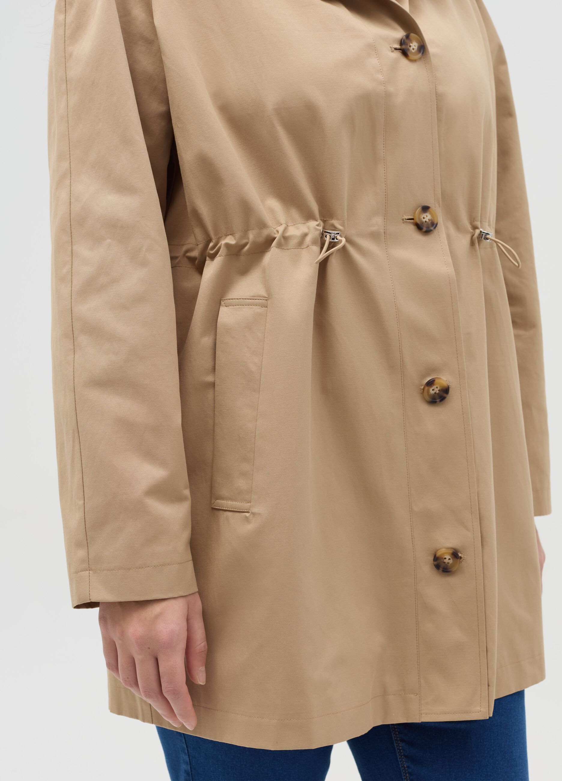 Curvy parka with internal drawstring