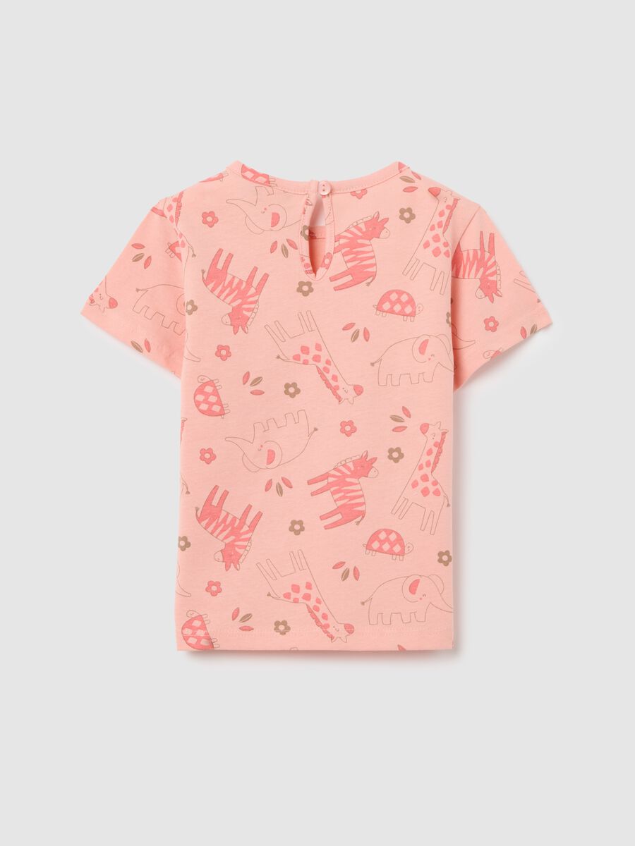 Girls' Short Sleeve Cotton T-shirt with Animal Designs_1