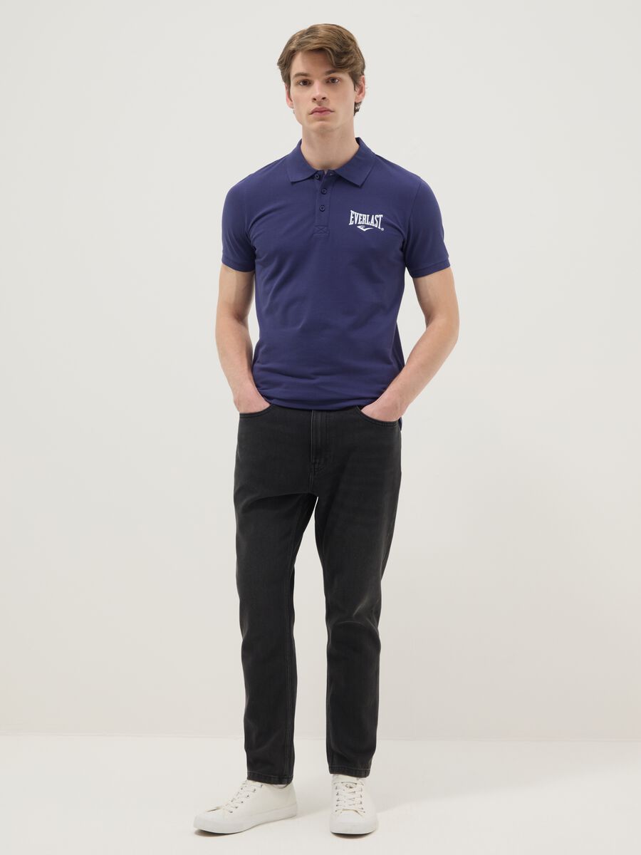 Short sleeve blue pure cotton polo_1