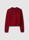 Red polo neck cardigan in pure cotton regular fit_4