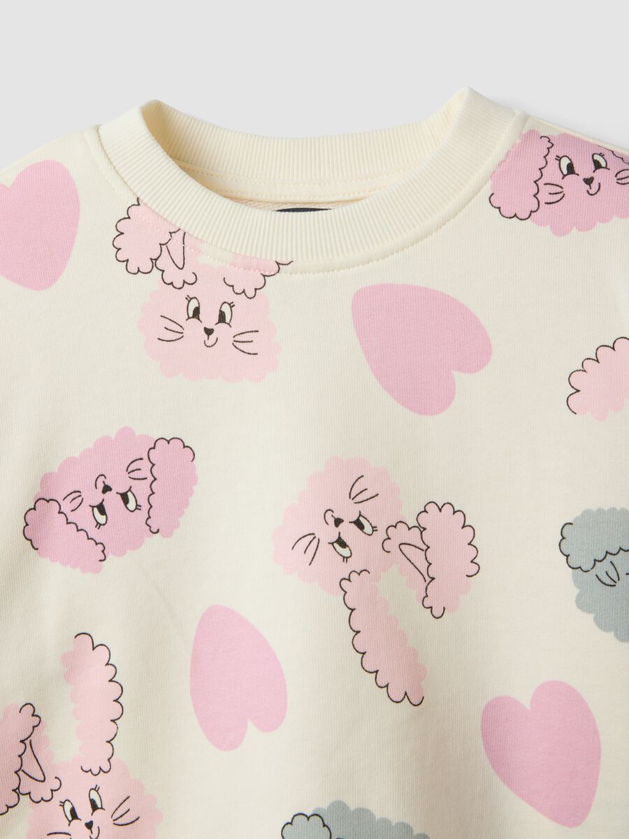 Multicoloured pure cotton girls&rsquo; set with sweatshirt and puppy print_2
