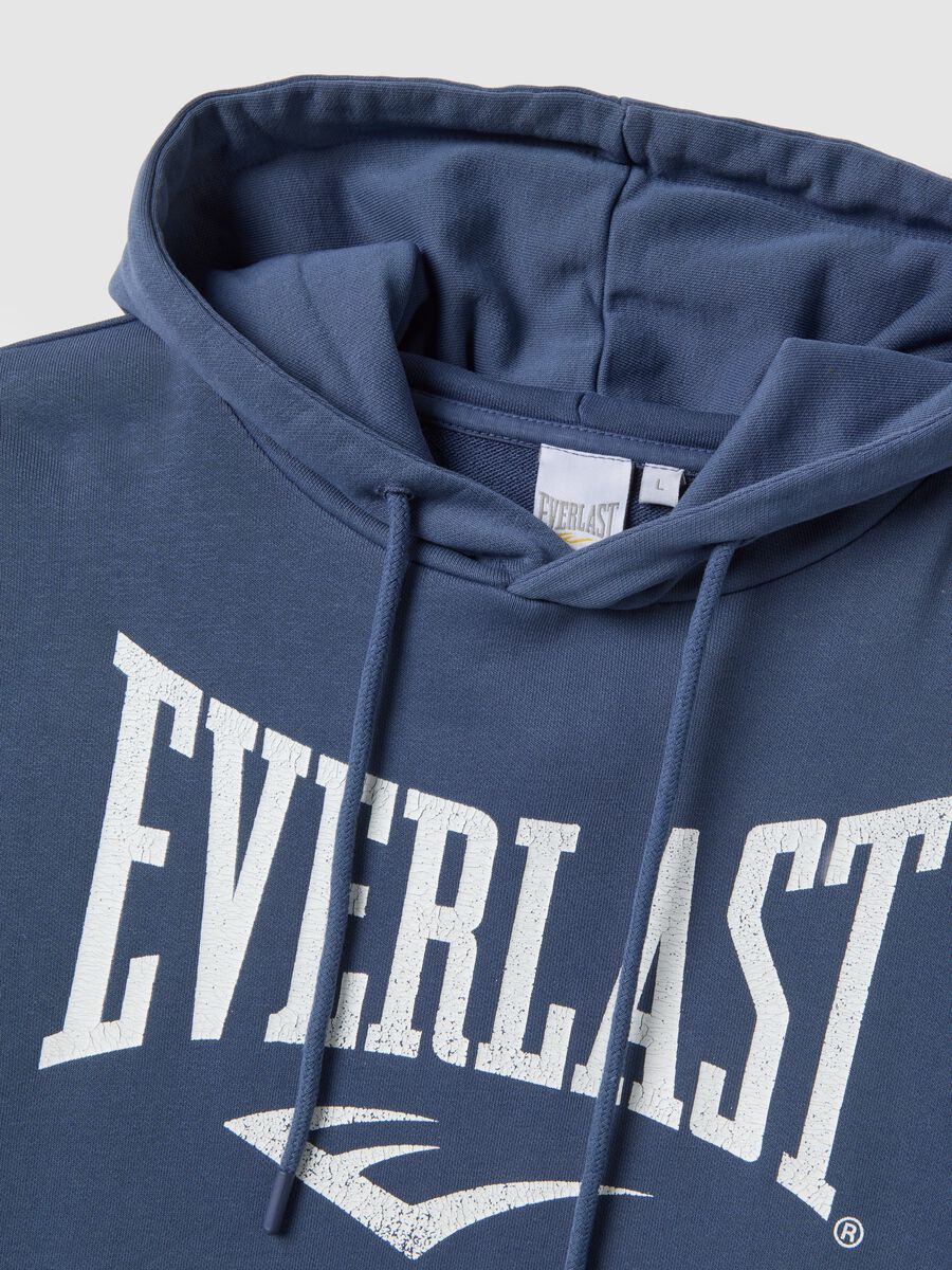 Blue cotton blend hoodie in regular fit with Everlast logo_5