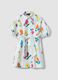 Girls&rsquo; white pure cotton dress with floral print, regular fit_3