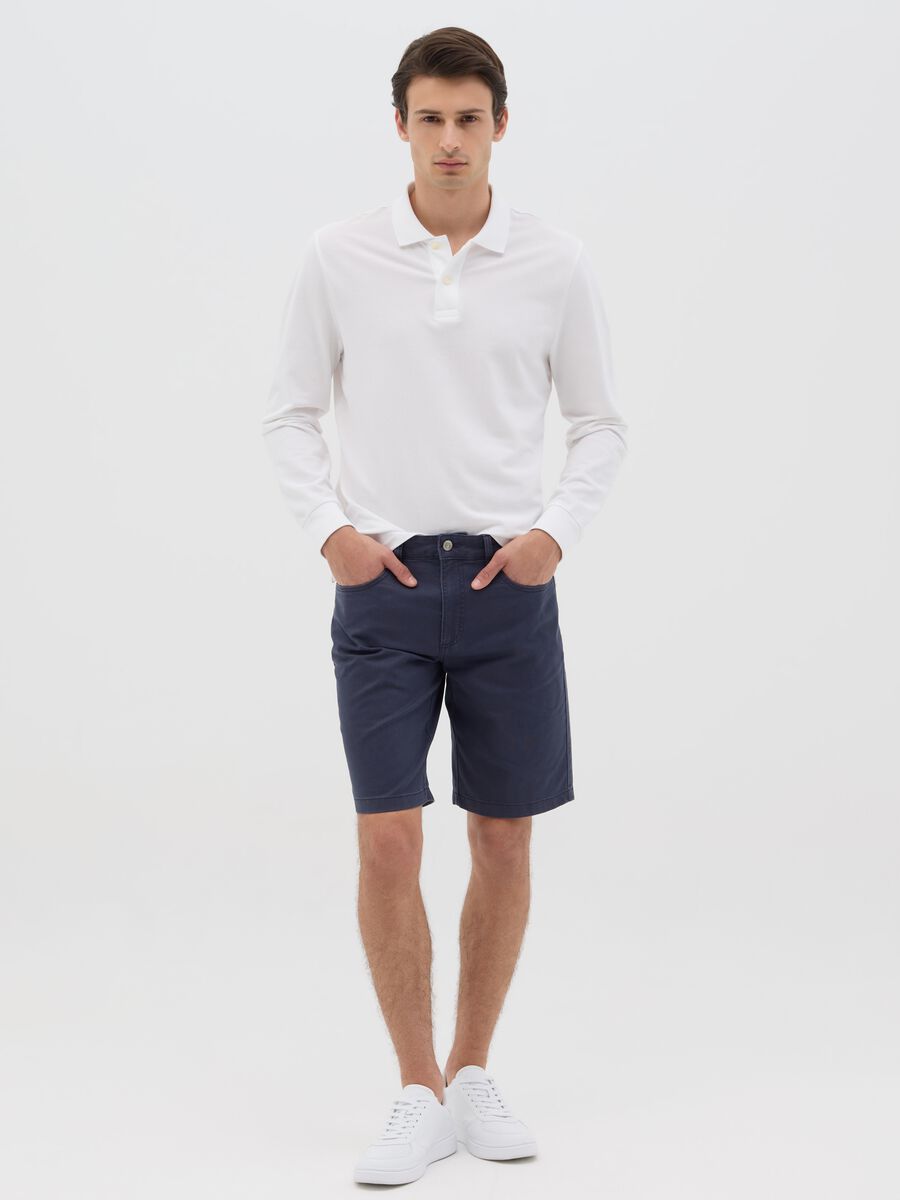 Ovs Stretch Cotton Casual Blue Bermudas_0