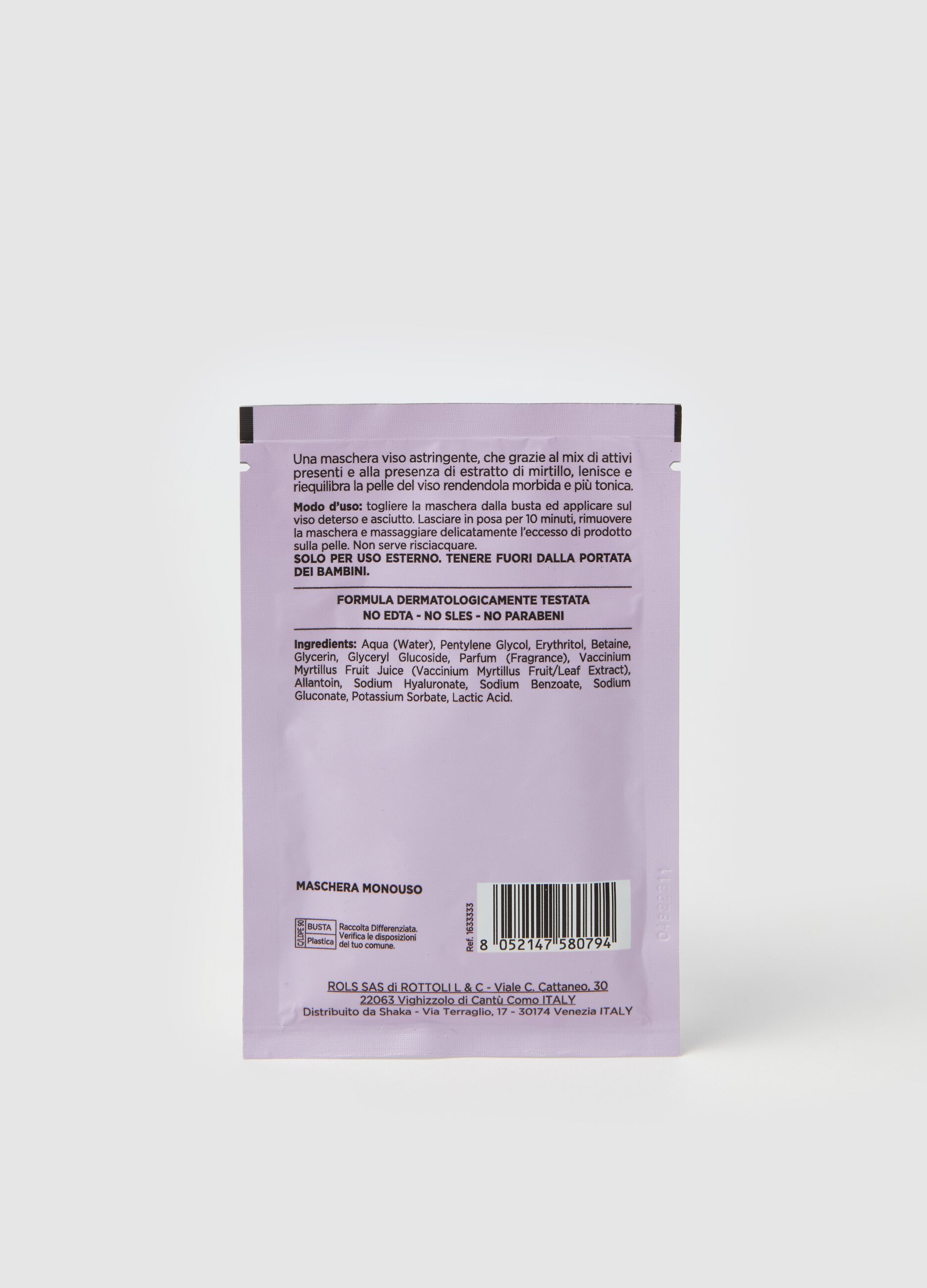 Maschera viso all'estratto di mirtillo BEAUTY ROUTINE