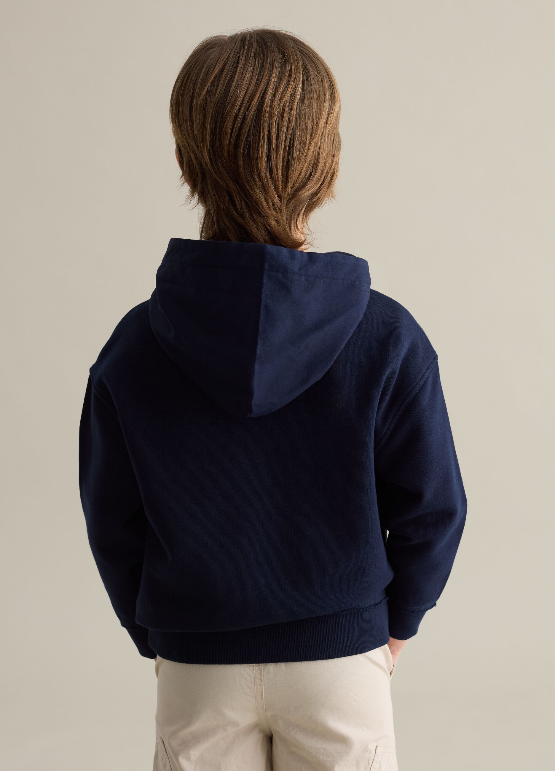 Cotton sweatshirt with hood and lettering print