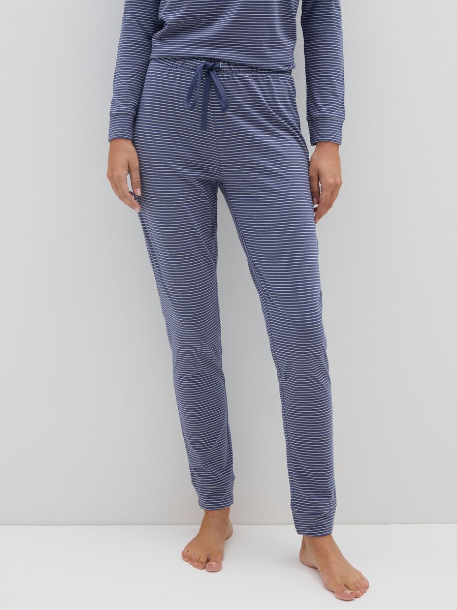 Pure Cotton Blue Striped Pyjama Trousers_1