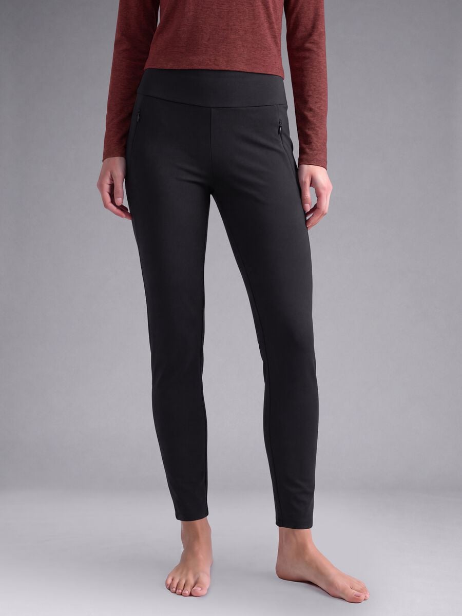 Leggings nero in tessuto elasticizzato con tasche zip ALTAVIA STUDIO_1