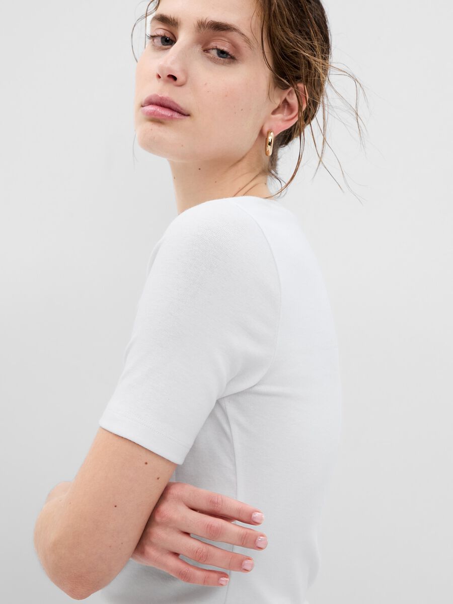 Round-neck t-shirt in stretch cotton and modal_2