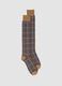 Brown long socks in stretch cotton with houndstooth pattern_0