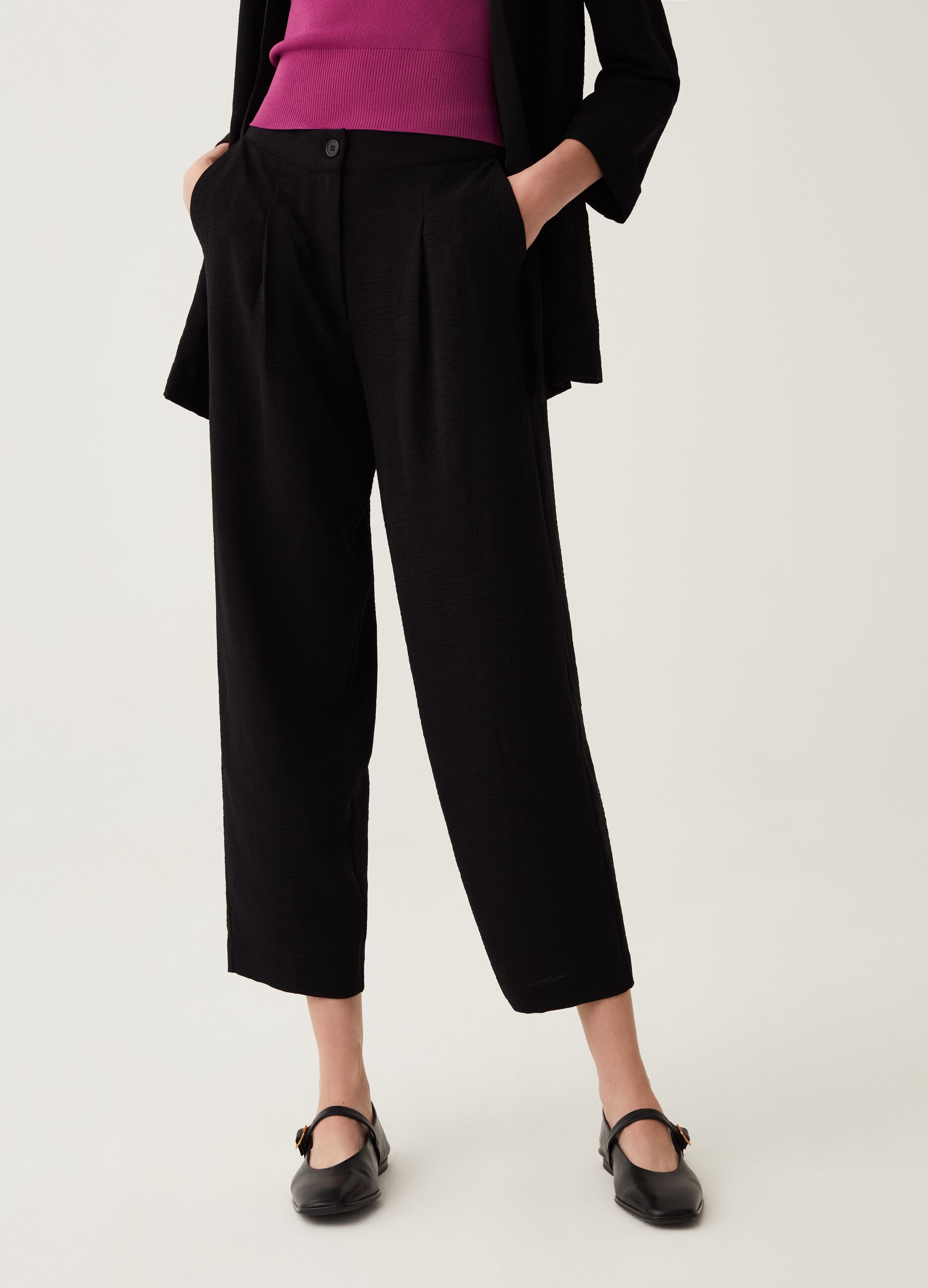 Pantalone a sigaretta in tessuto fluido_1