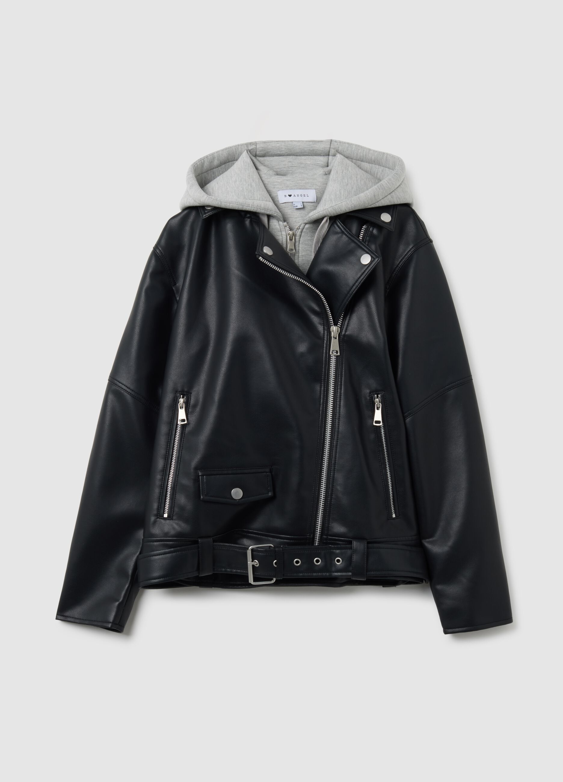 Black biker jacket with zip