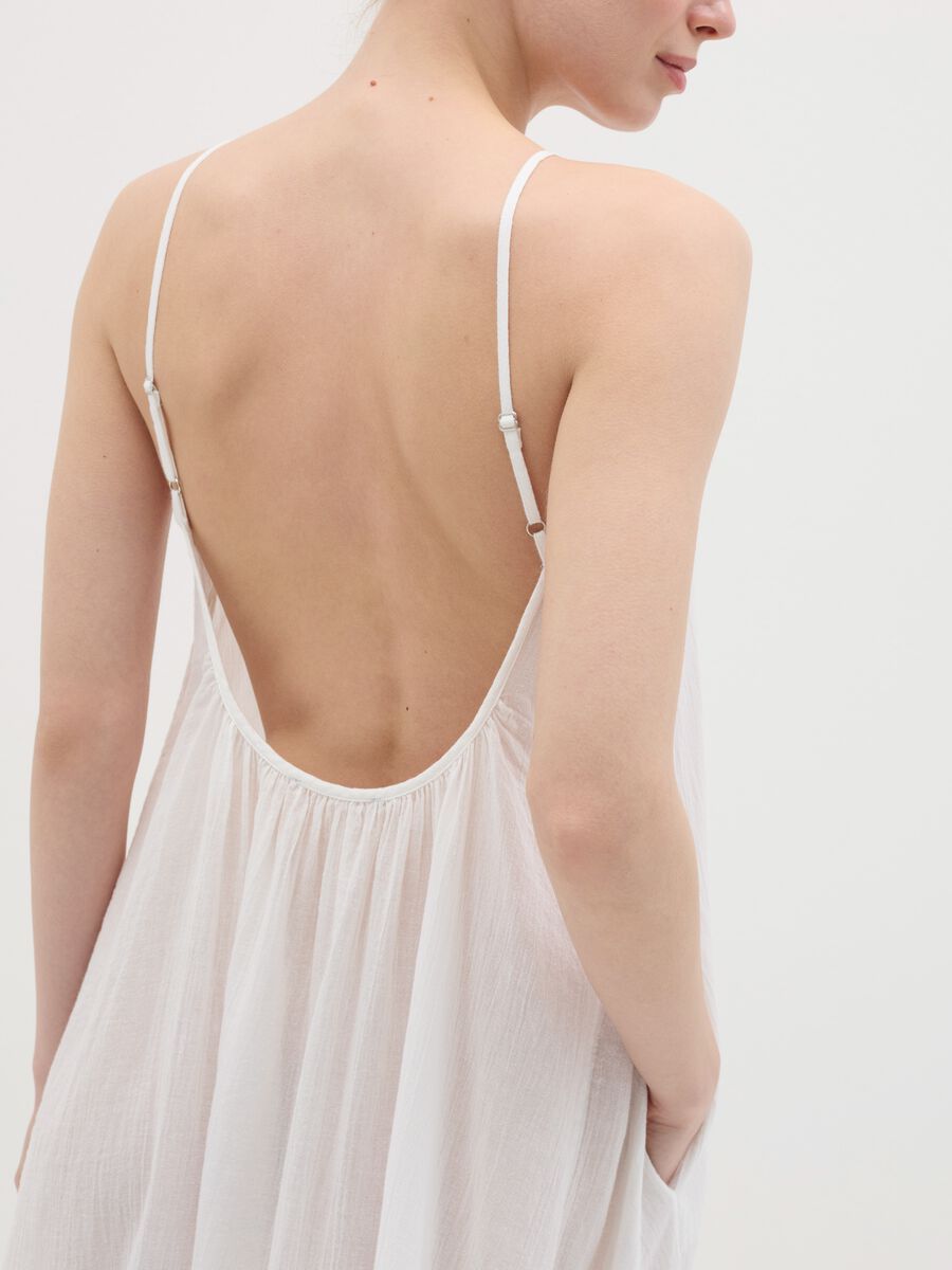 Women's full-length white dress in 100% cotton_2