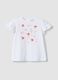 Girls' regular fit white stretch cotton t-shirt with flowers_0
