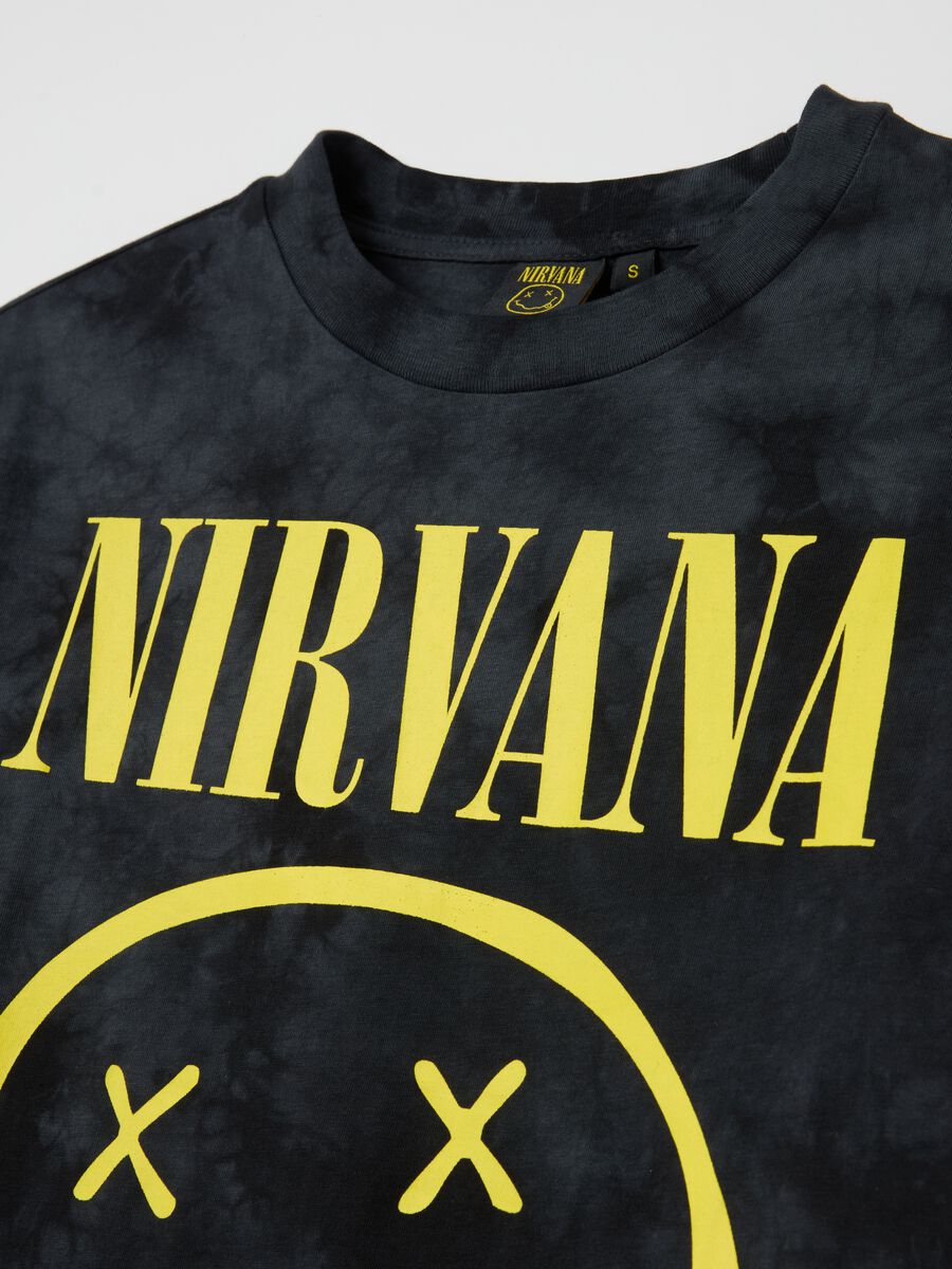 Tie-dye T-shirt with Nirvana print_5