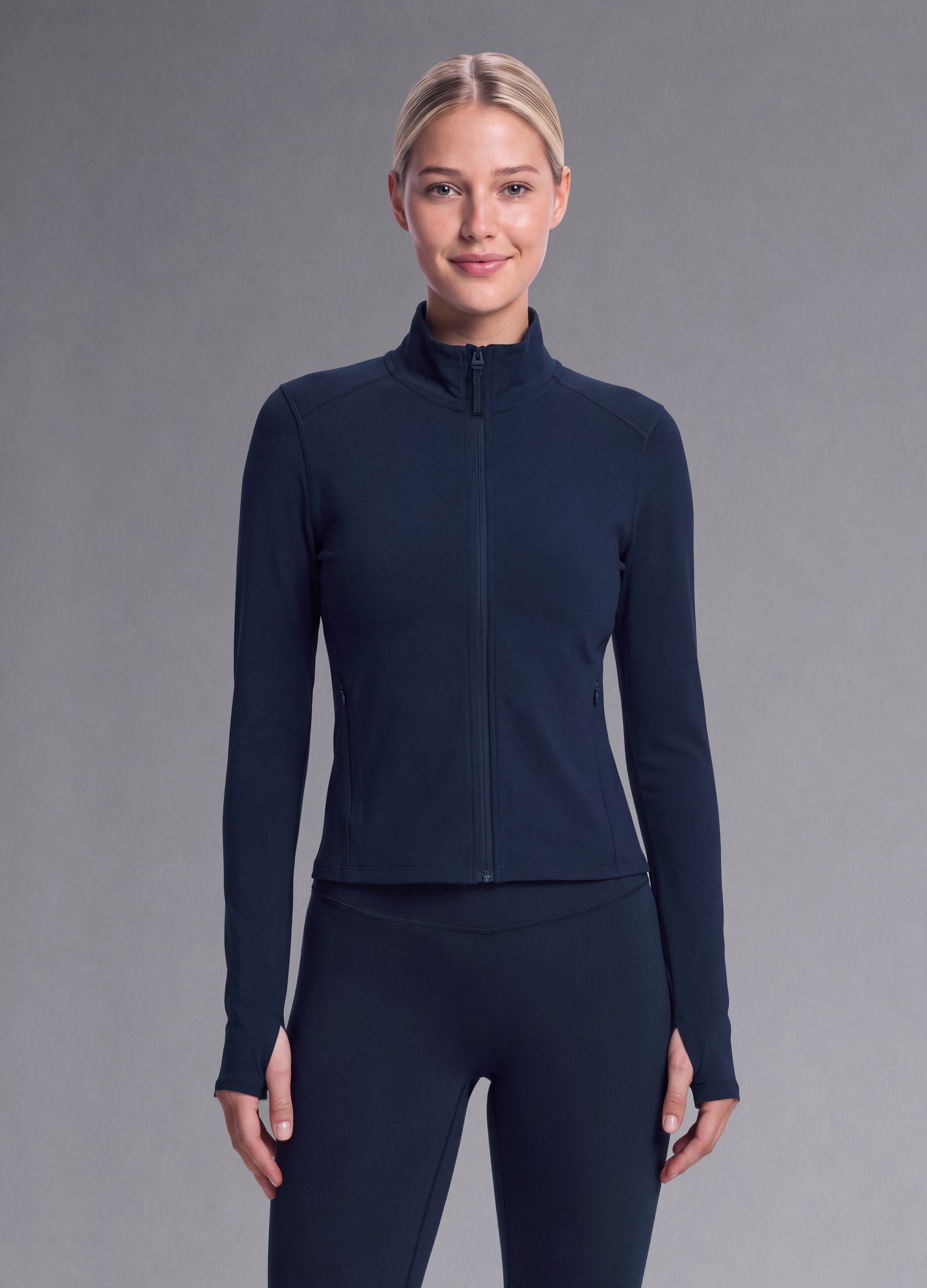 Full-zip blu fitted in tessuto elasticizzato ALTAVIA STUDIO