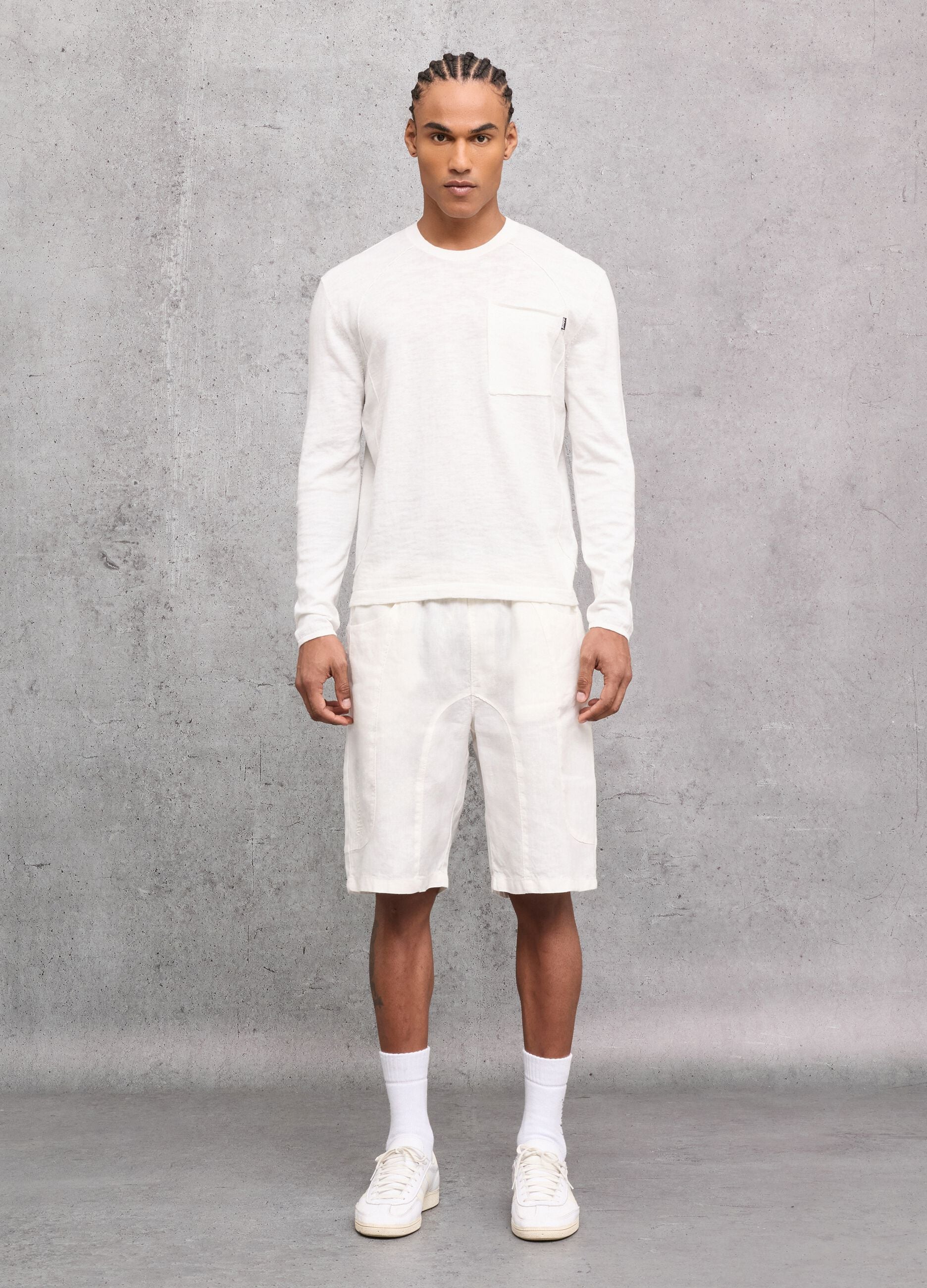 White Knit Long-Sleeve T-Shirt