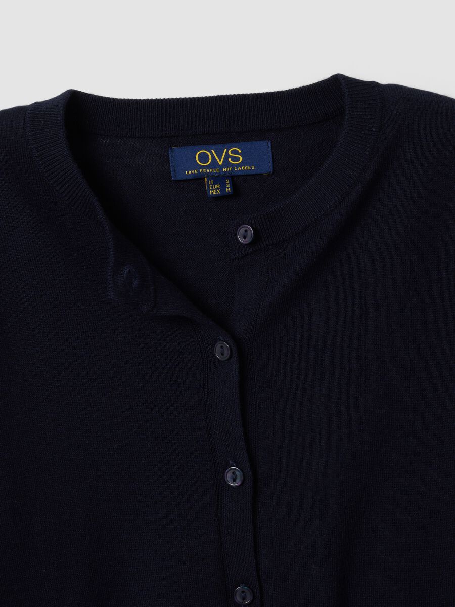 Navy wool-blend crew-neck cardigan_5