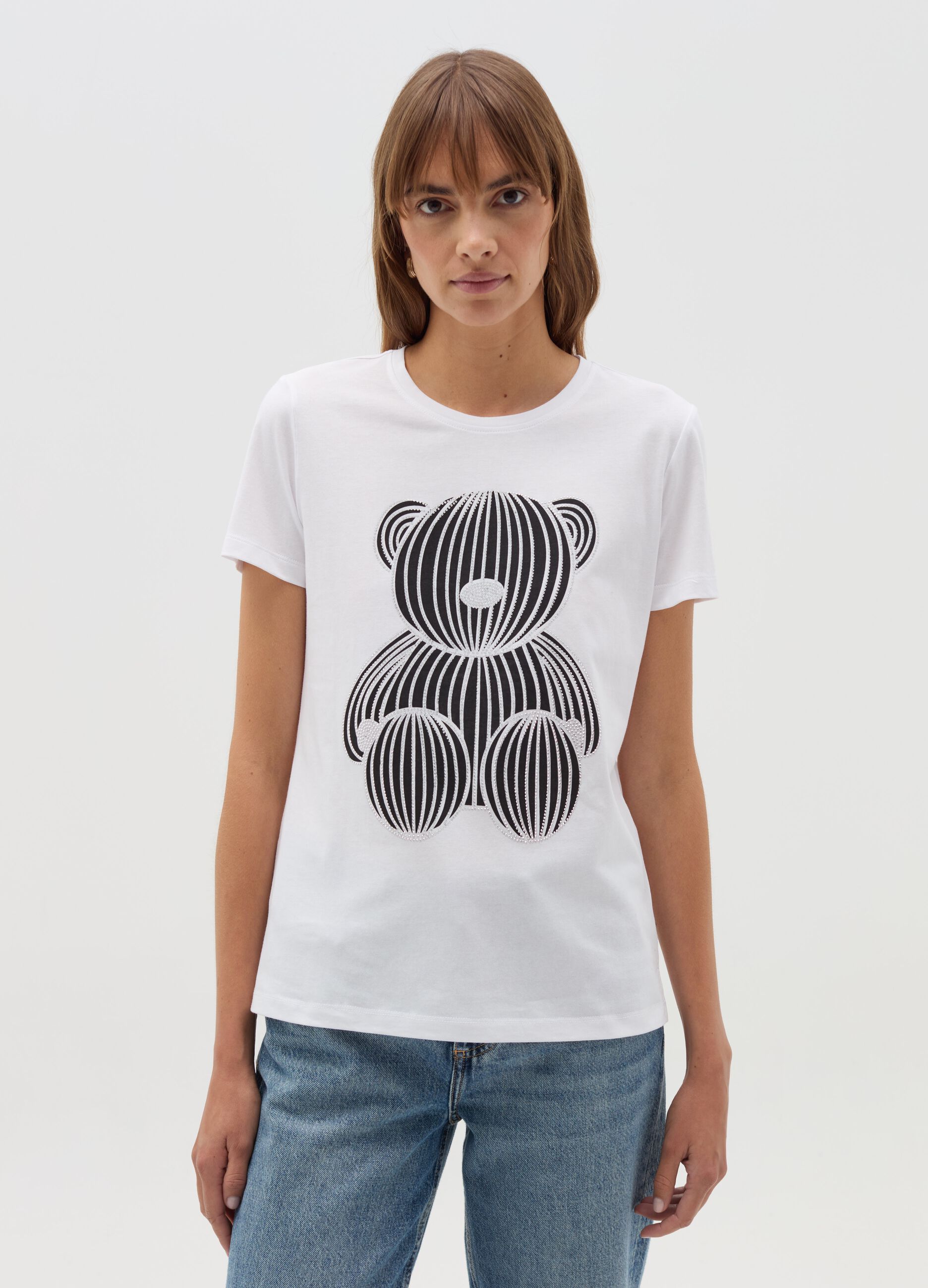 OVS T-shirt stampa orso con strass
