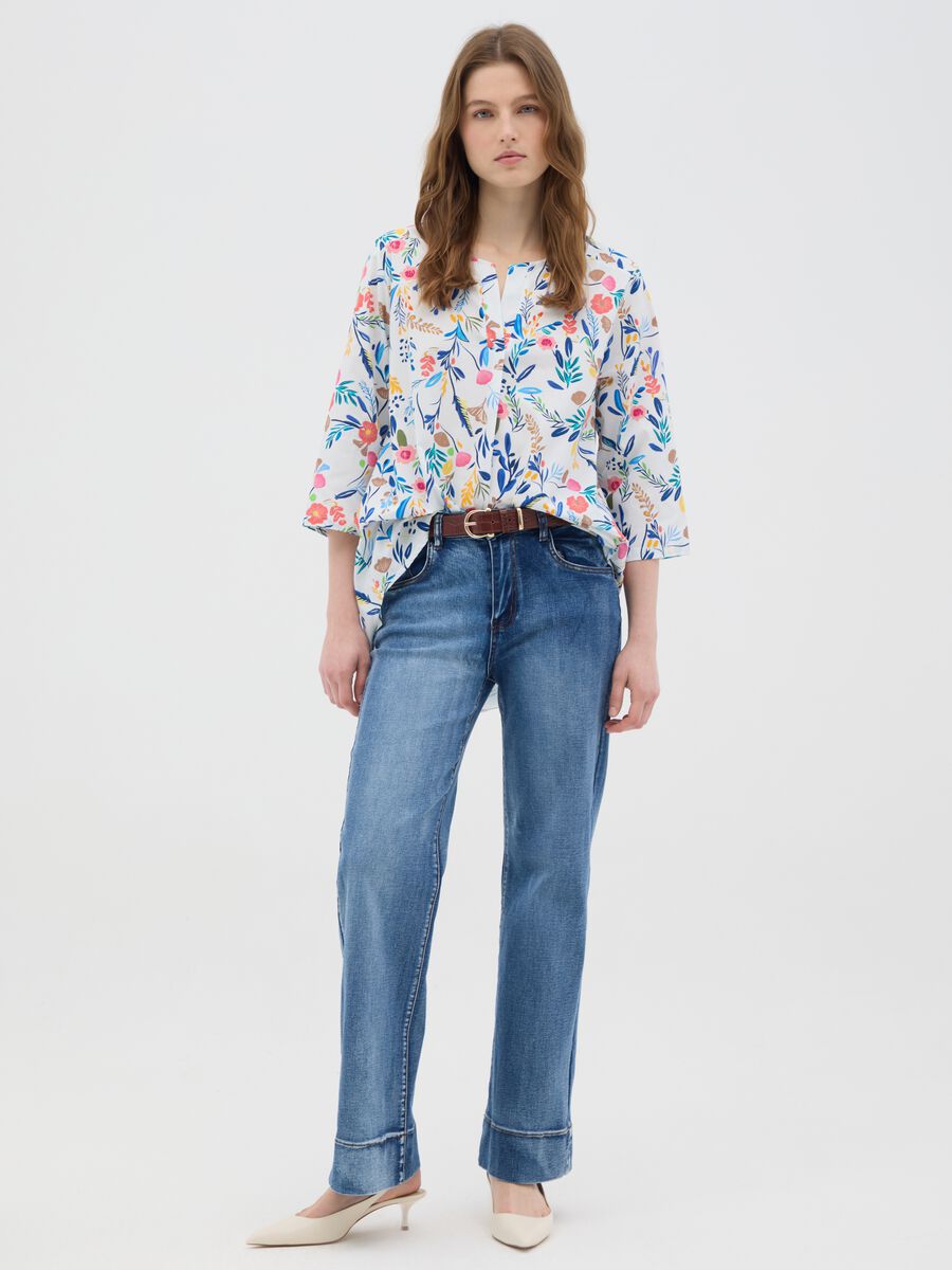 Women's multicolour stretch cotton shirt regular fit_1
