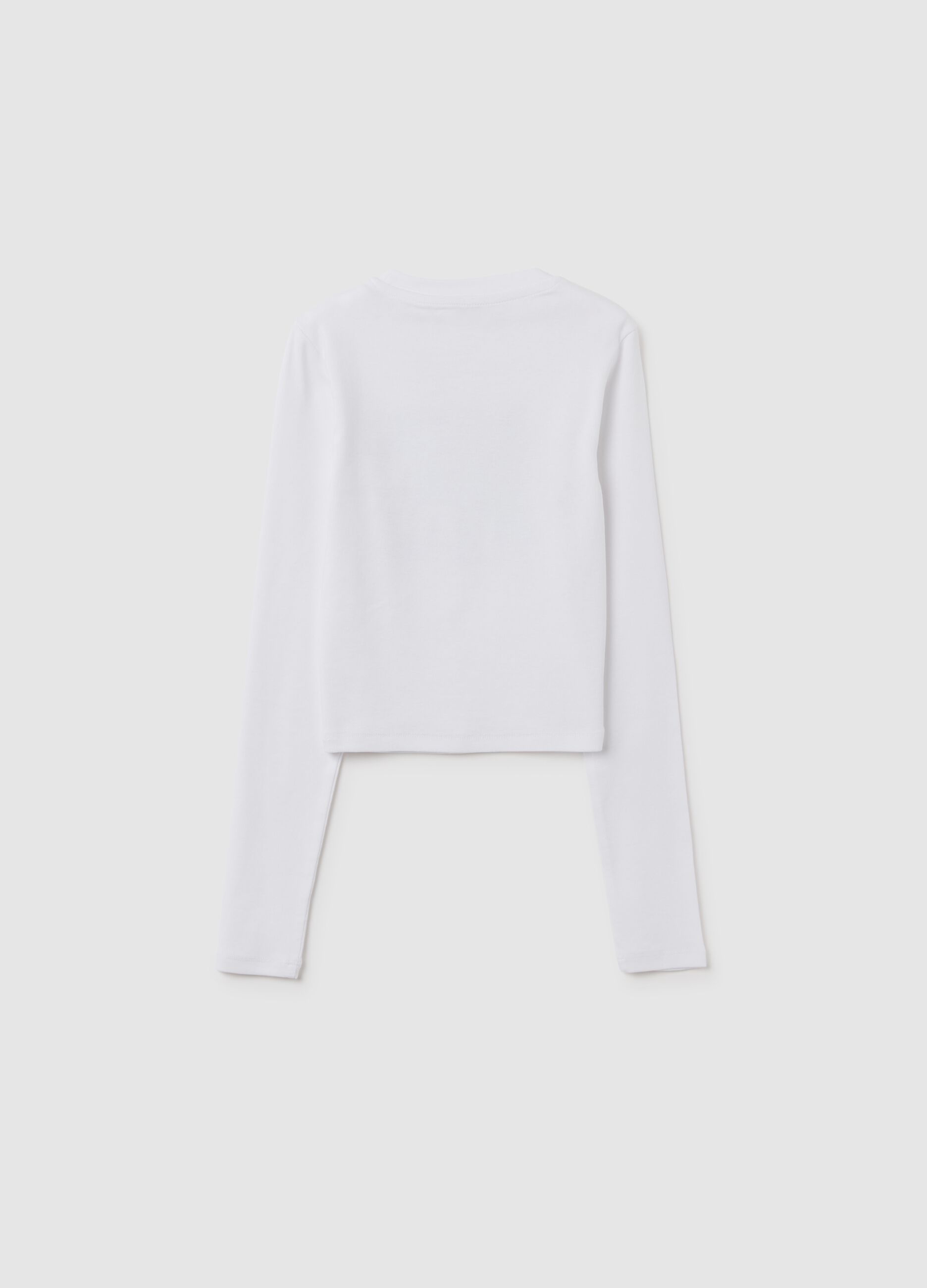 White long-sleeve t-shirt for girls in stretch cotton