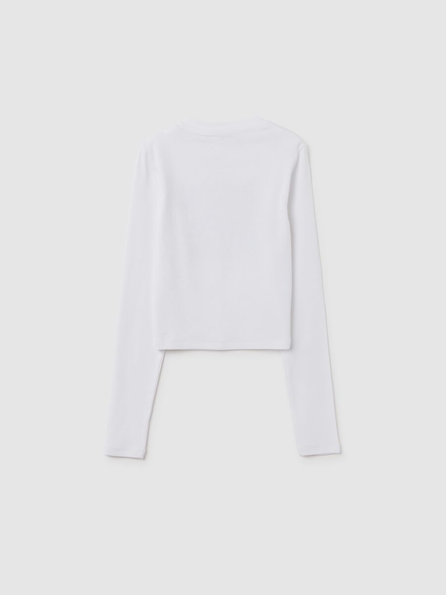 White long-sleeve t-shirt for girls in stretch cotton_1