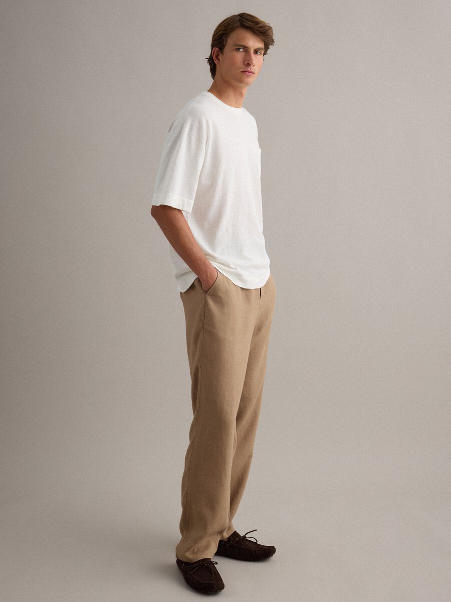 T-shirt bianca in puro cotone a maniche corte regular fit_2