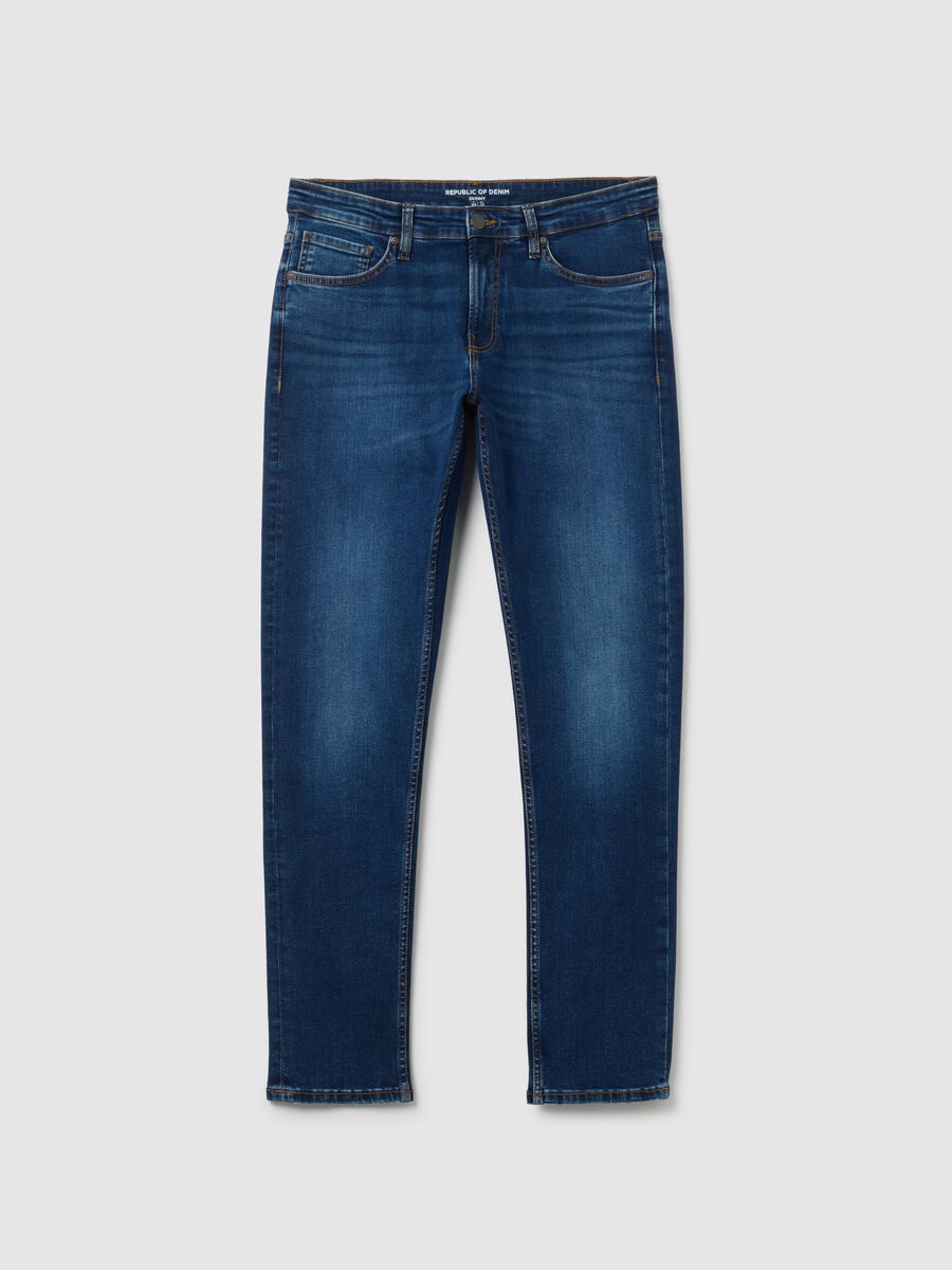Blue skinny stretch cotton jeans_4
