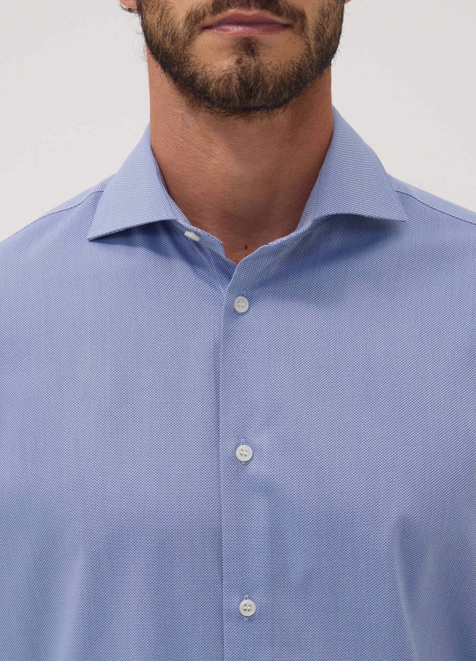 Air force blue lyocell-blend regular fit easy-iron shirt