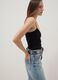 Tank top nero in cotone elasticizzato con spalline sottili fitted_2