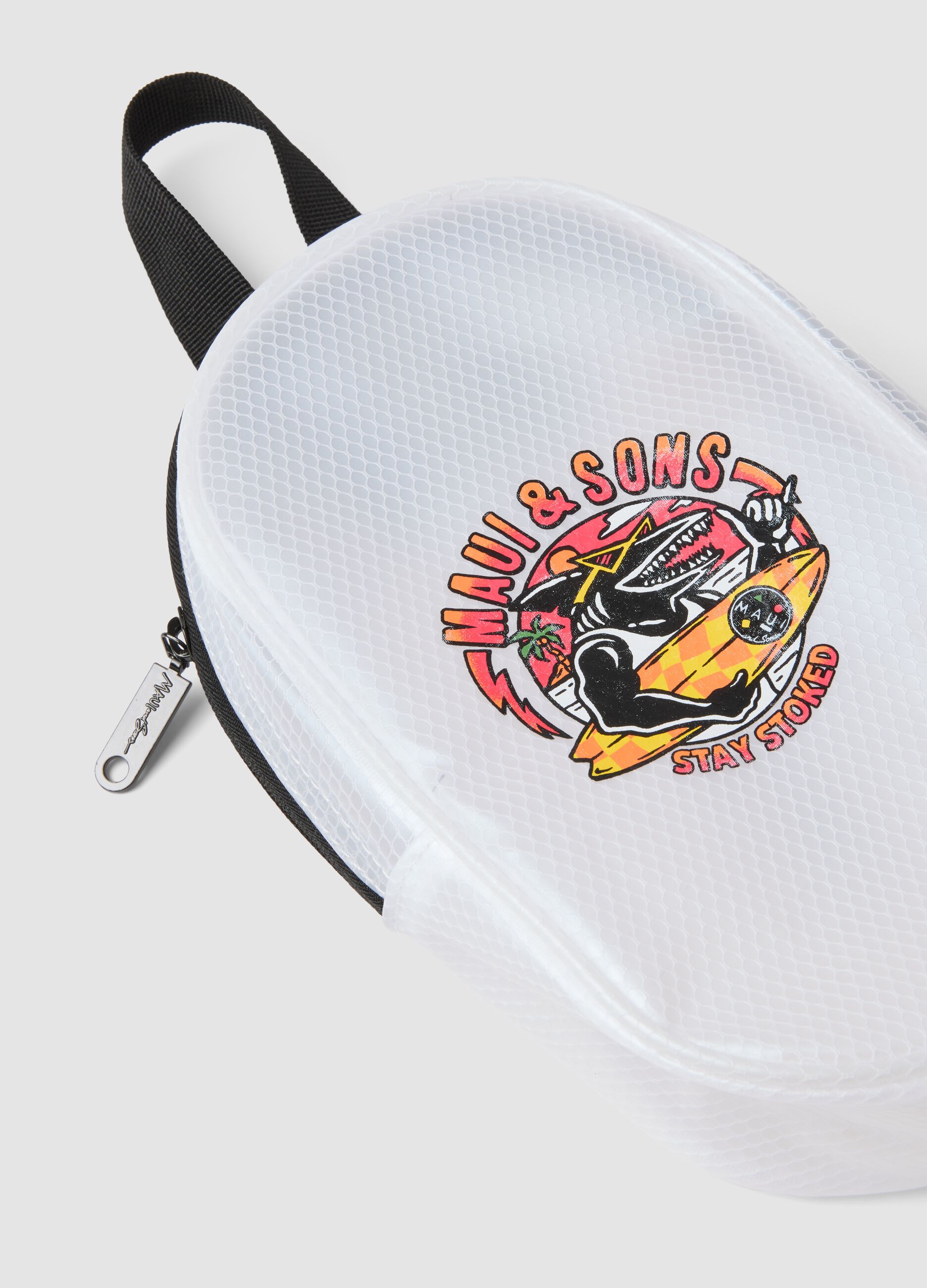 Transparent swimwear pouch with zip closure