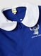 Blue school apron with zip, white collar and Stitch embroidery_2