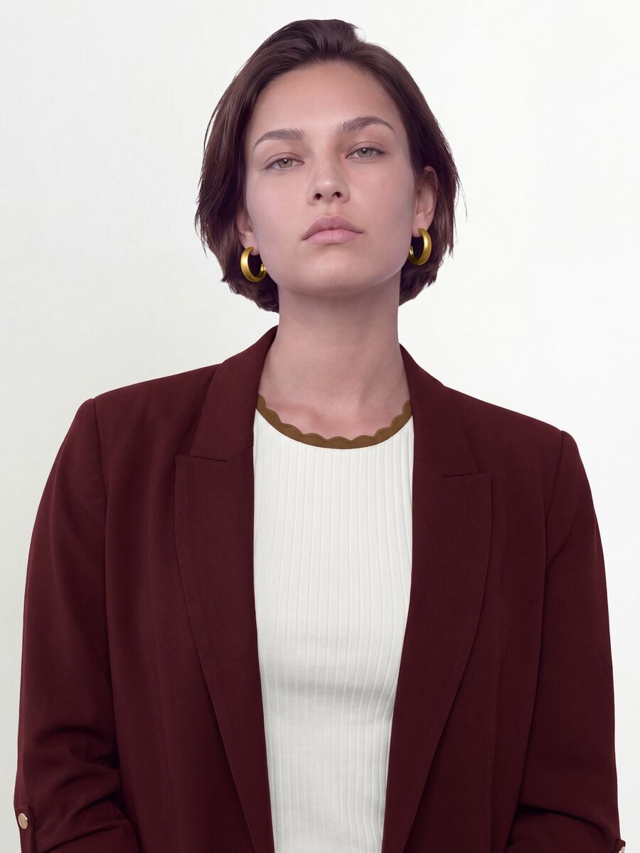Blazer rosso regular fit foderato con rever classico_0