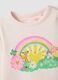 T-shirt rosa in cotone elasticizzato con stampa arcobaleno_2