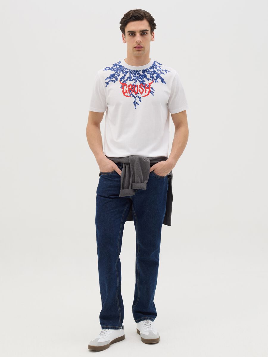White short-sleeved T-shirt with lightning print_1