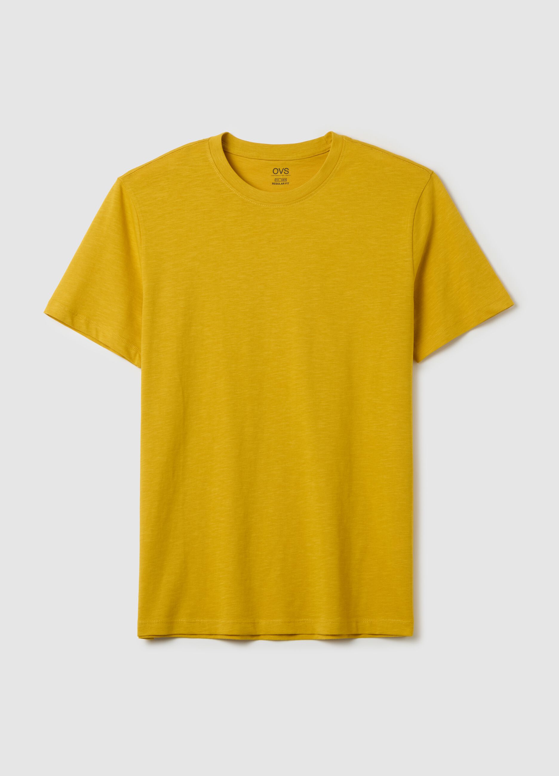 Men's Yellow Pure Cotton Regular Fit T-Shirt