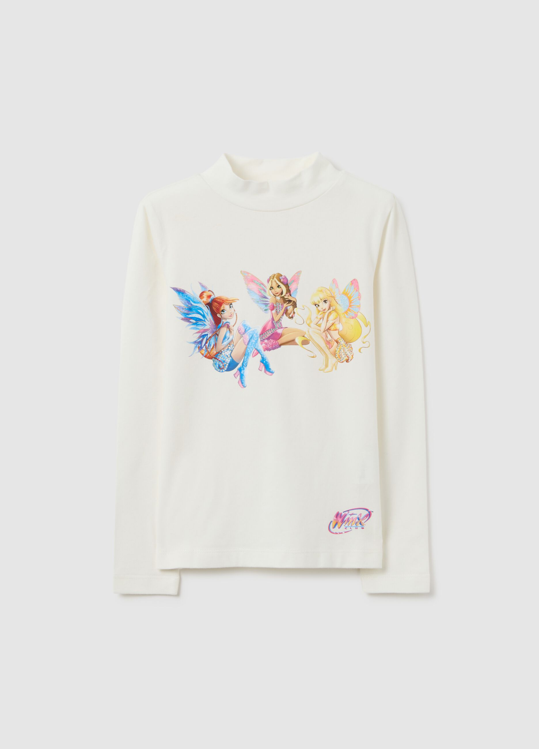 Girl's white stretch cotton T-shirt, regular fit