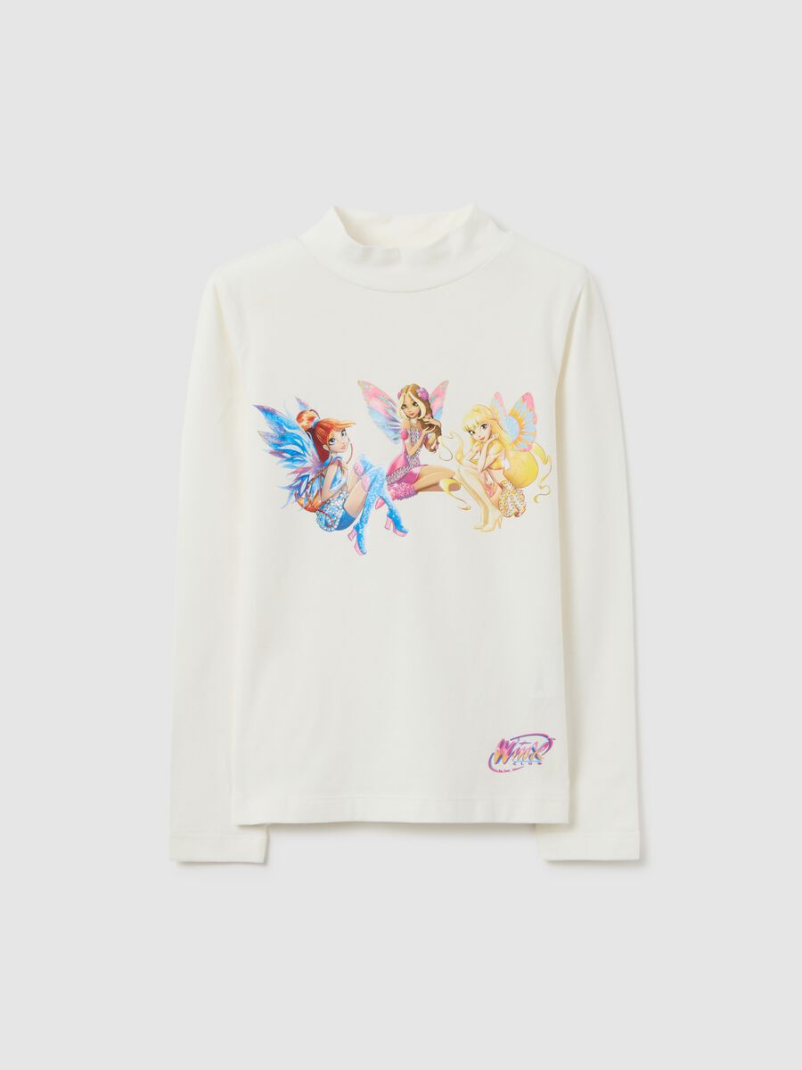 Girl's white stretch cotton T-shirt, regular fit_0