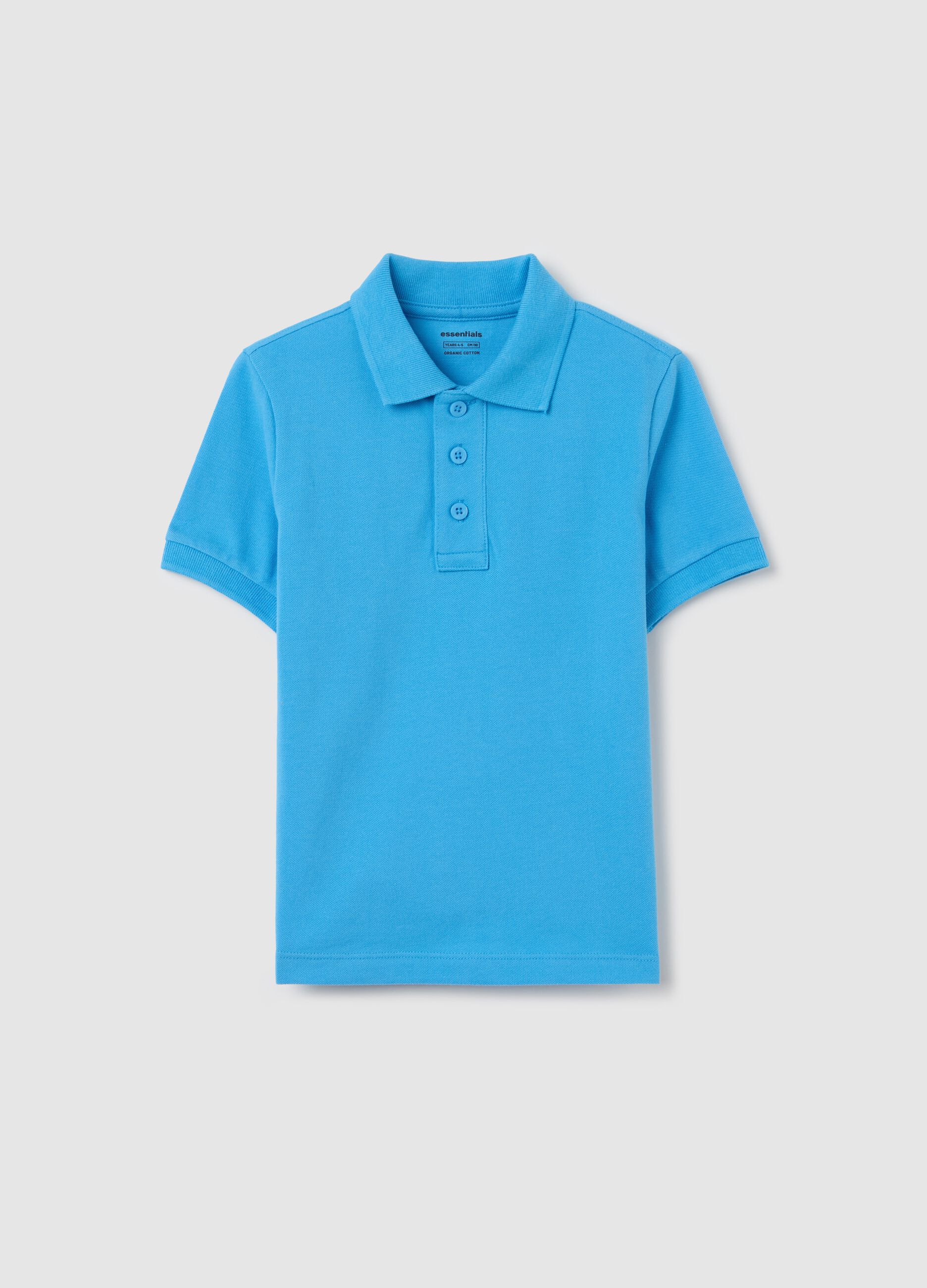 Essential light blue polo shirt in organic cotton