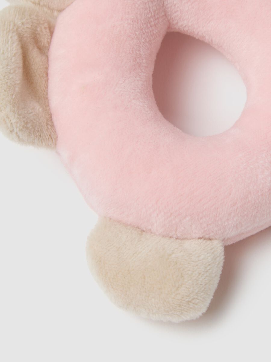 Pink baby rattle in velour_2