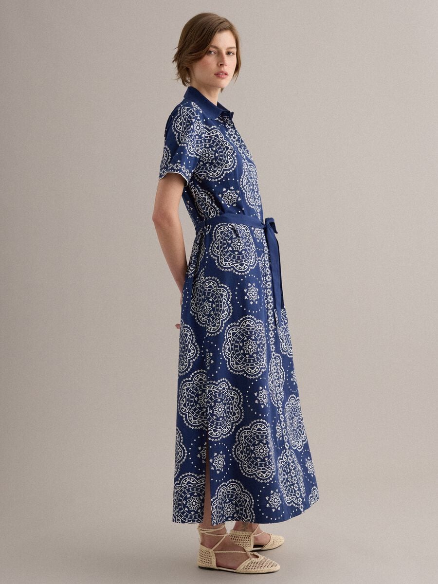 Blue pure cotton shirt dress_0