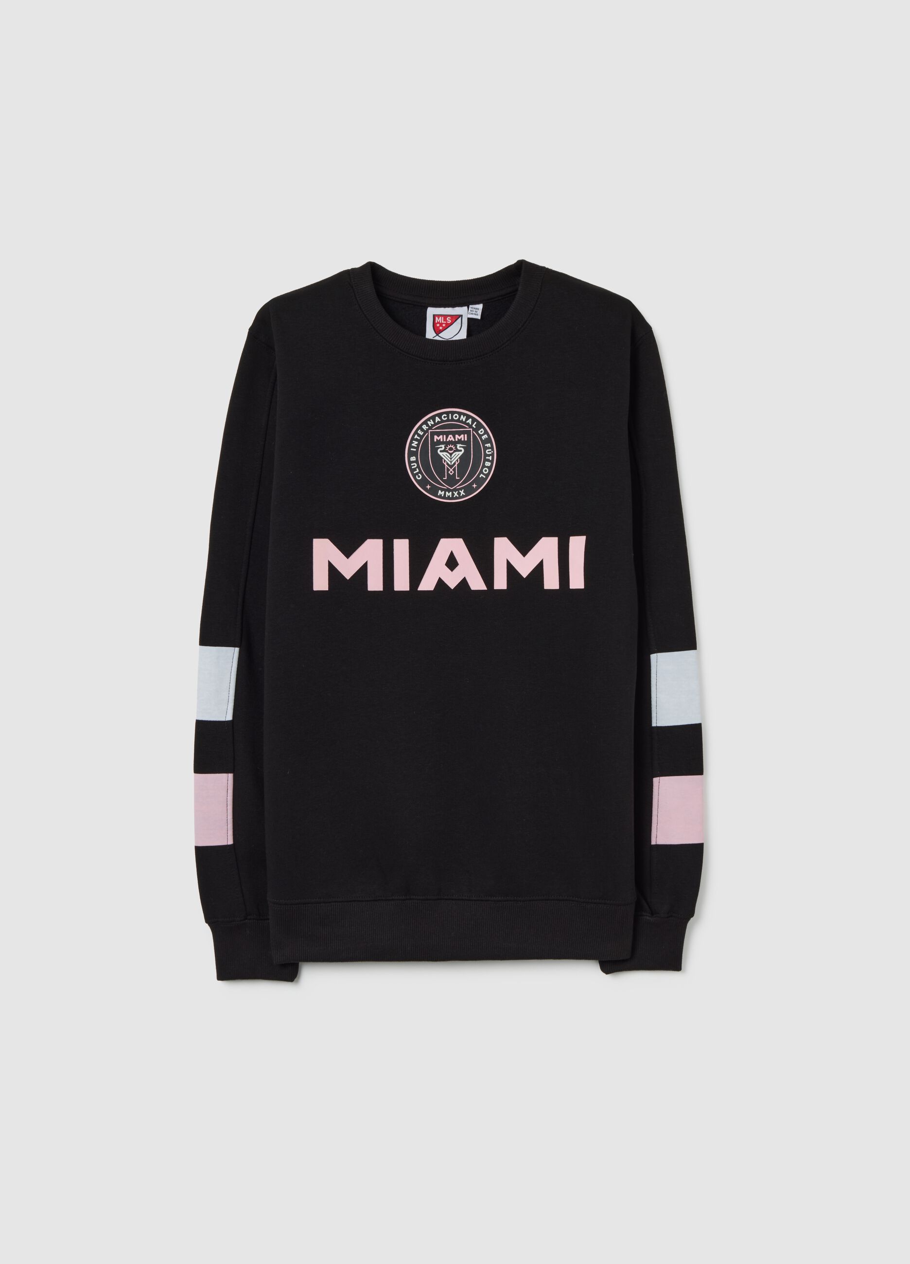 Felpa da bambino in misto cotone nero regular fit con logo Miami CF