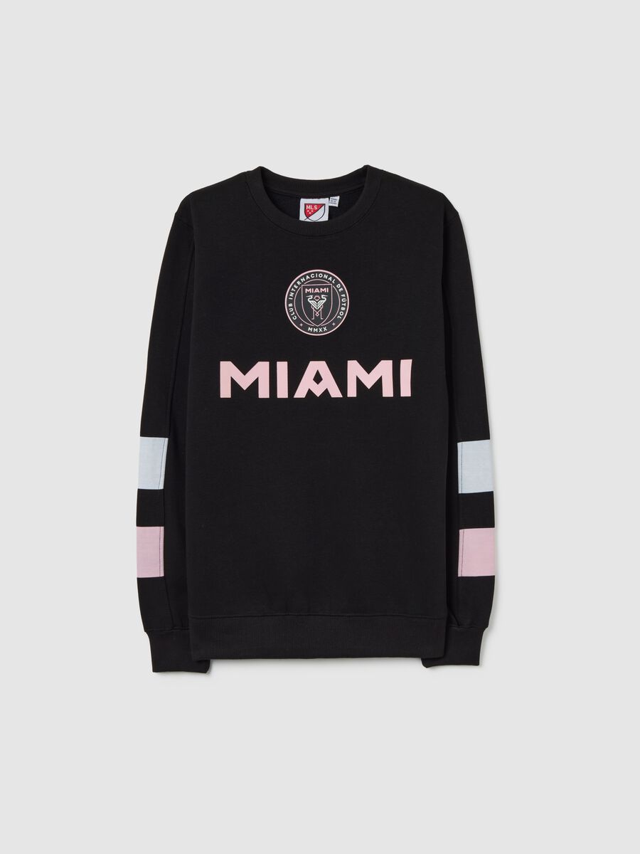 Felpa da bambino in misto cotone nero regular fit con logo Miami CF_0