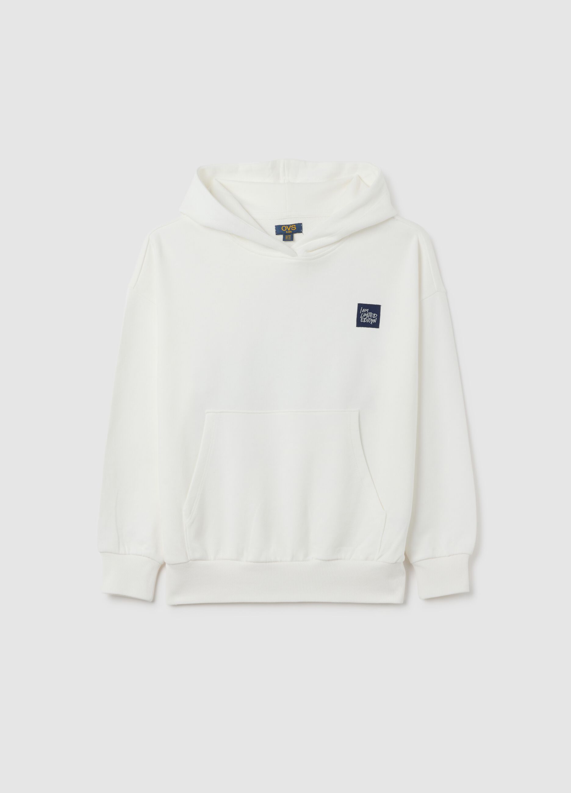 Girls' oversized pure cotton white hoodie