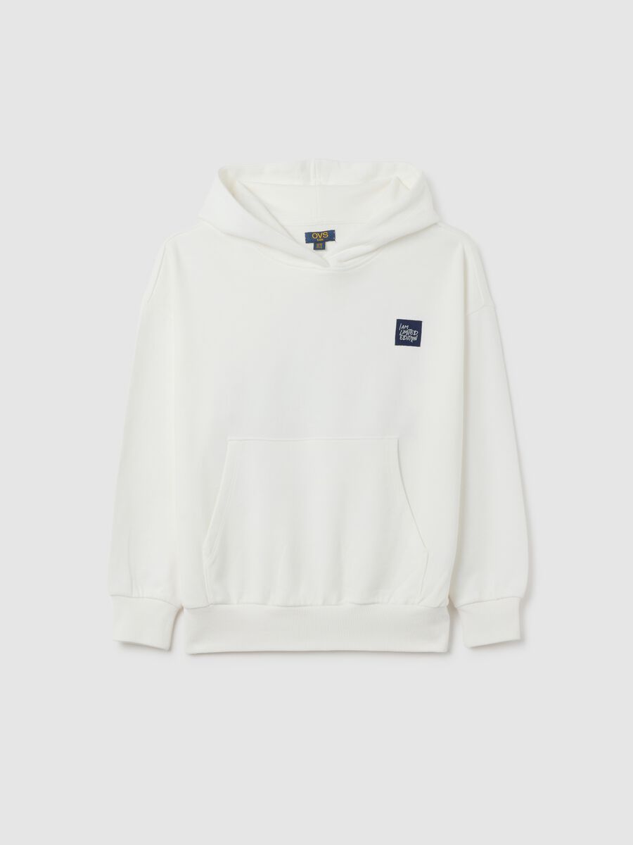 Girls' oversized pure cotton white hoodie_3