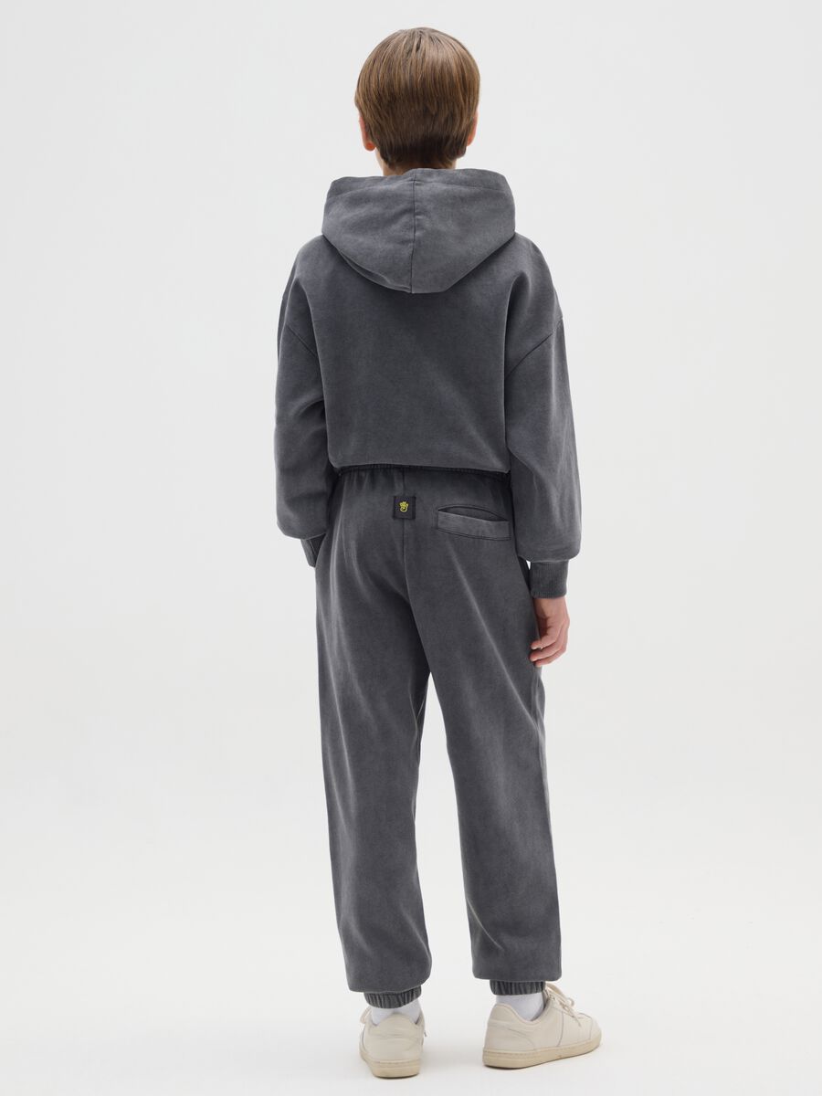 Pantaloni jogger grigi da ragazzo in misto cotone vestibilità over_1