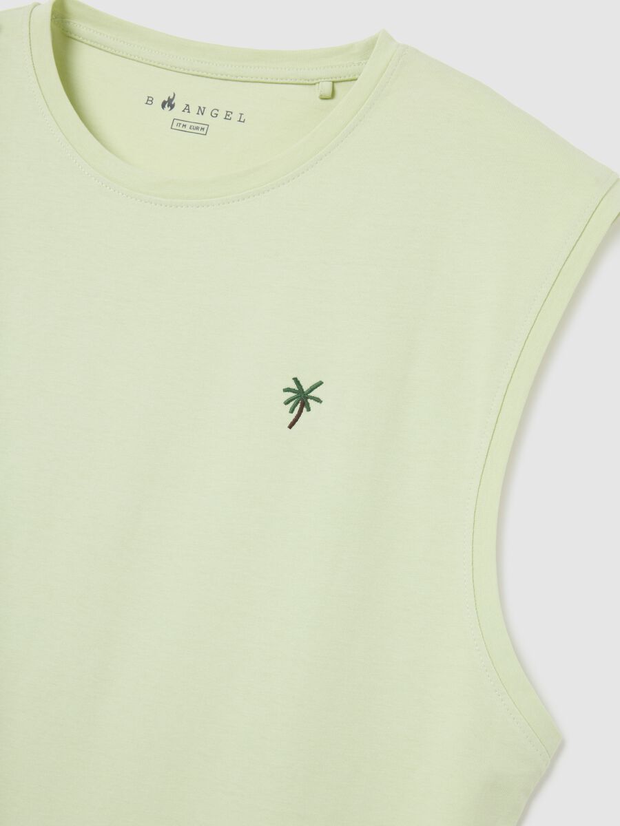 Men's green pure cotton regular fit tank top_1
