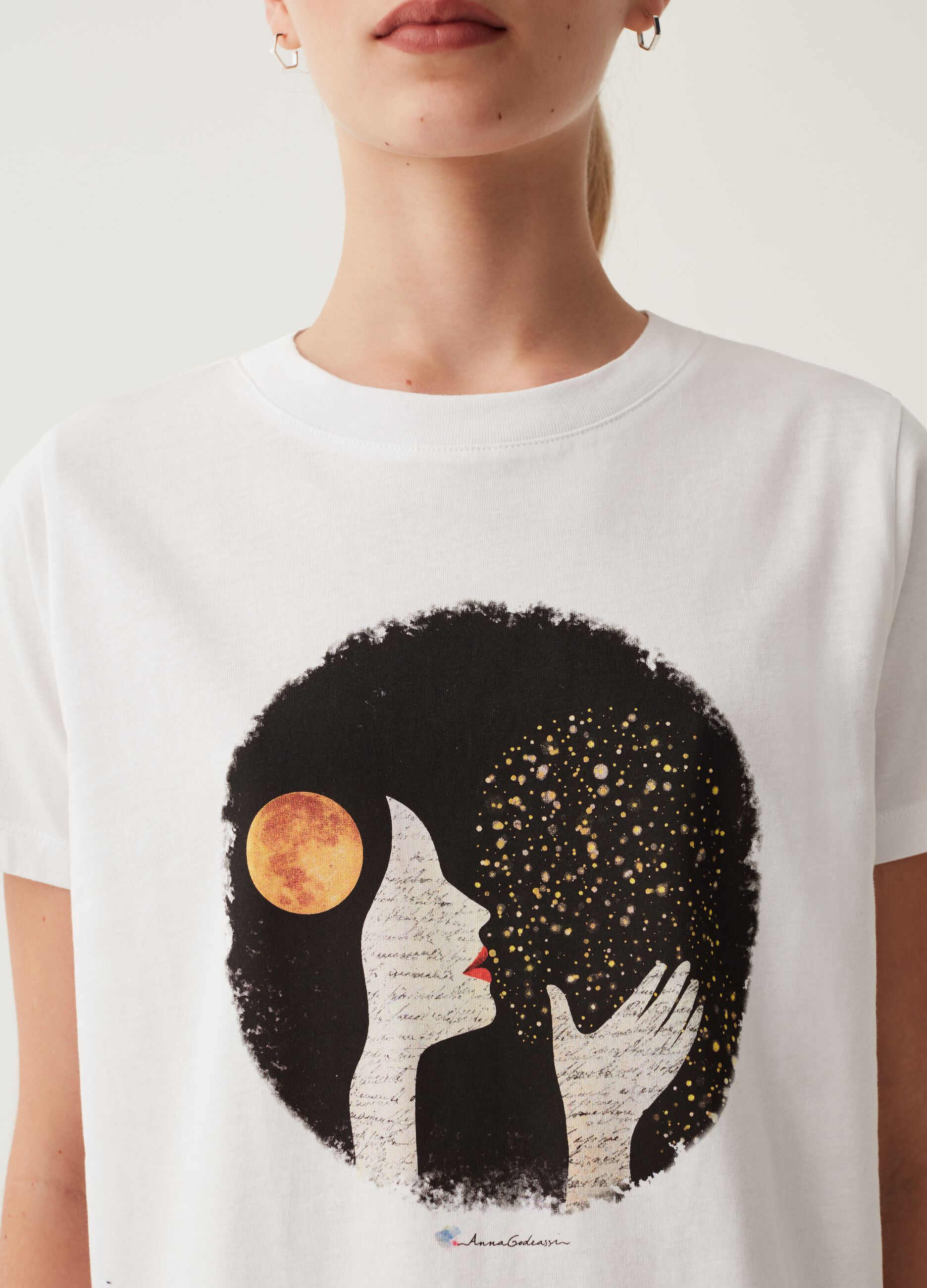 T-shirt in cotone con stampa Anna Godeassi_3
