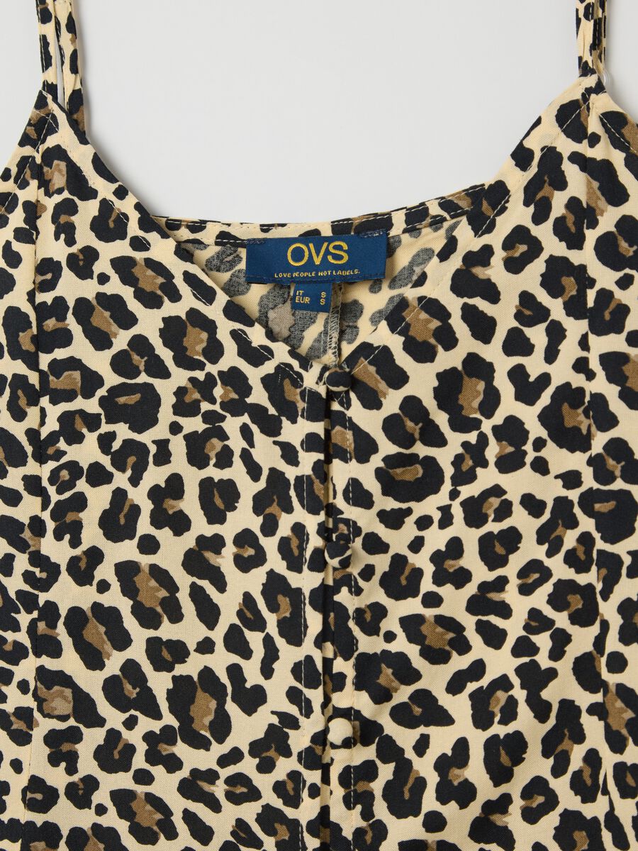 Beige dress in viscose with animal print pattern_5